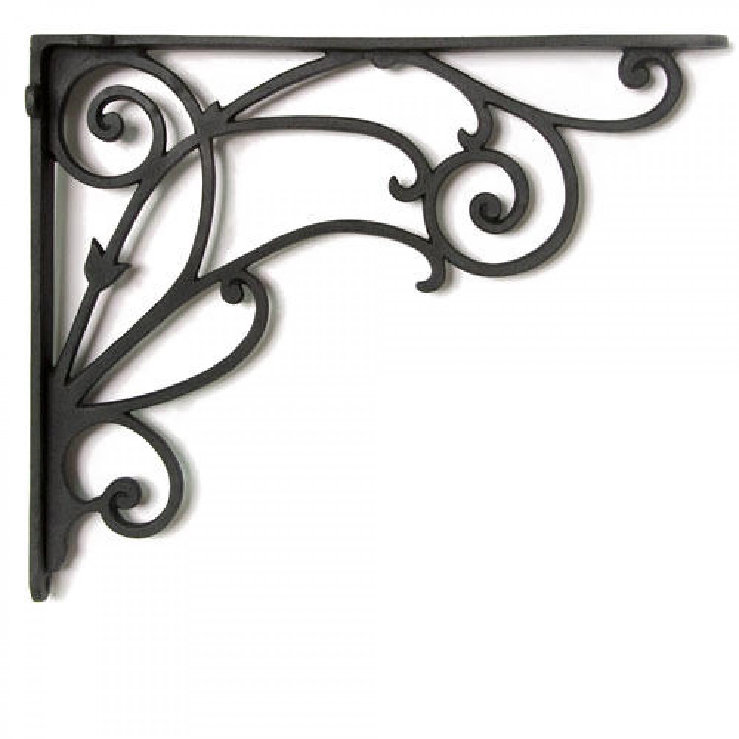 Winding Scrollwork Aluminum Shelf Bracket - - Black Powder Coat