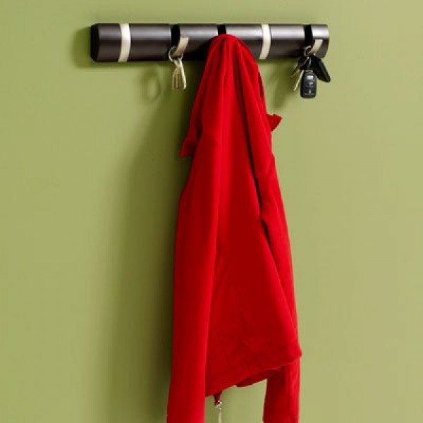 Wall Mounted 5 flip Hooks Wood Coat Rack in Espresso, Natural and White