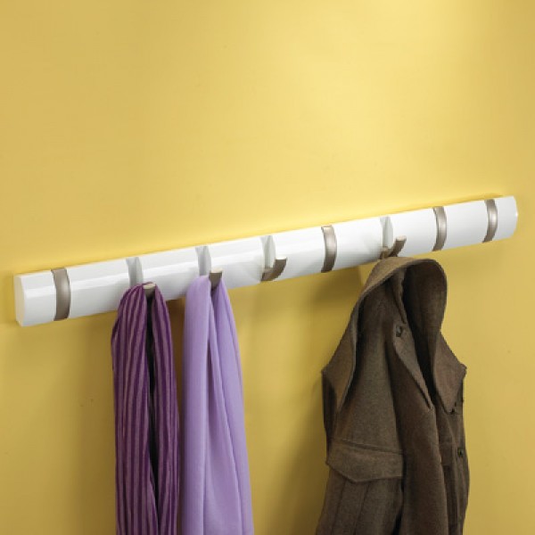 Wall Mounted 5 flip Hooks Wood Coat Rack in Espresso, Natural and White